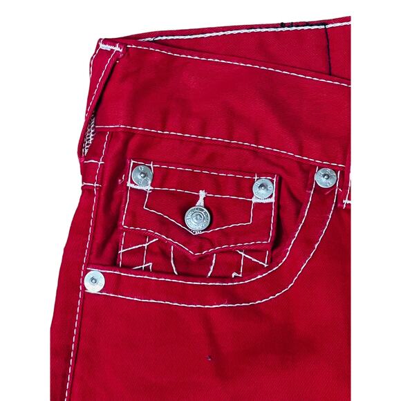 True Religion Red Straight Leg Womens Jeans Size 29 Zip Closure 100% Cotton - Picture 6 of 12